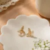 Mucci joyería de plata S925 con diamantes mariposa forma earras tarjeta estilo de moda versátil earwear para mujeres details Picture